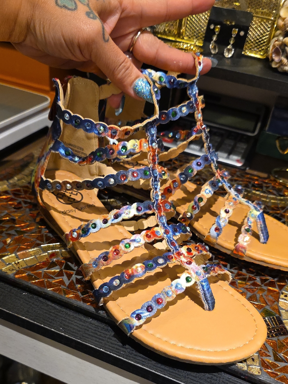 Dollcake Multicolor Beaded Gladiator Sandals